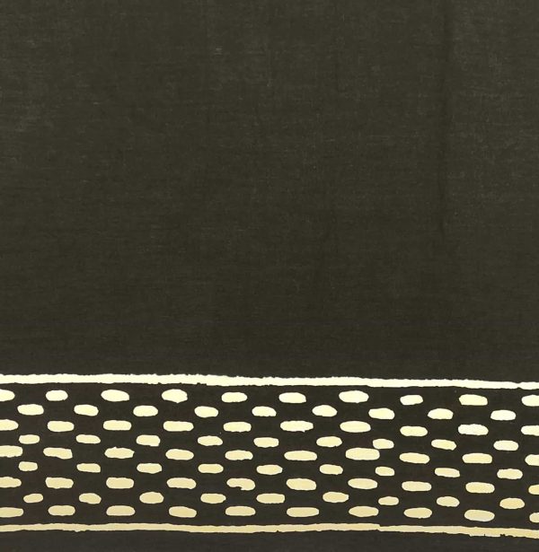 Mul Mul Cotton Saree in Black with Polka Dots