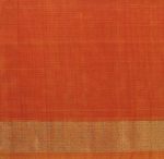 Gray White Pochampally Silk Cotton Saree with Orange Ikat Pallu