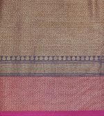 Dark Blue Semi Banarasi Saree with Silver Floral Zari Work