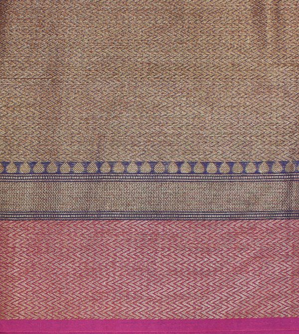 Dark Blue Semi Banarasi Saree with Silver Floral Zari Work