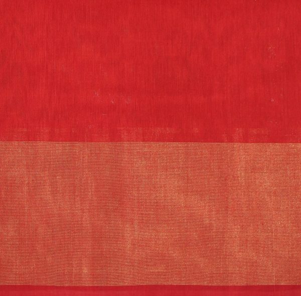 Dark Green Pochampally Silk Cotton Saree with Red Pallu