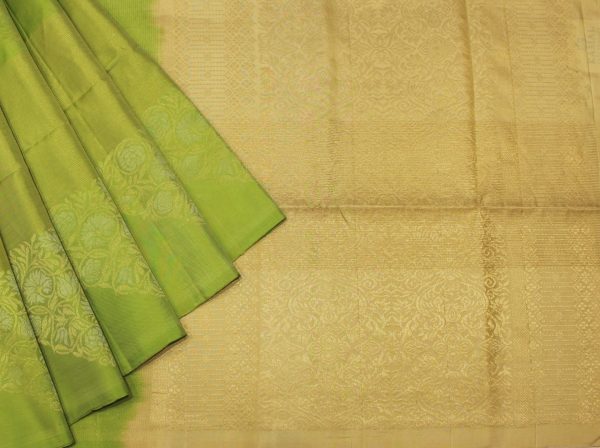 Pear Green Soft Silk Saree with Zari Pallu