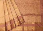 Handloom Pure Light Beige Cream Soft Silk Saree with Rettapet Border