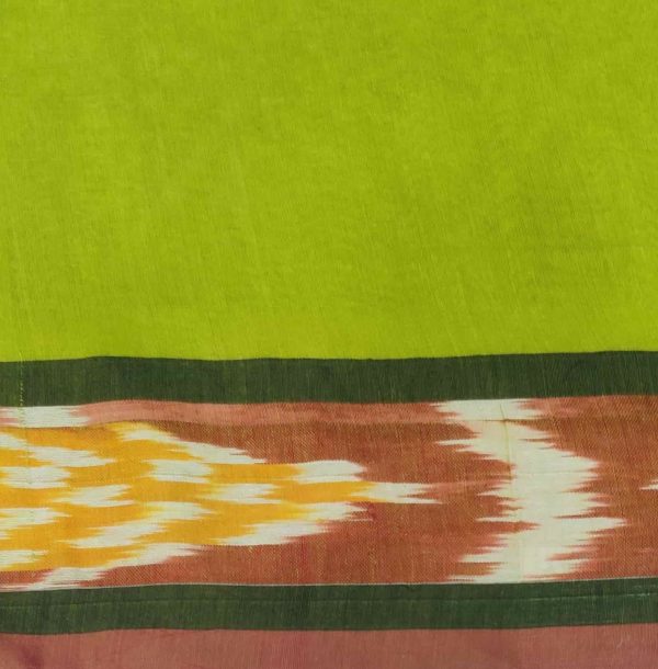 Light Green 60’s Cotton Saree with Ikat Design