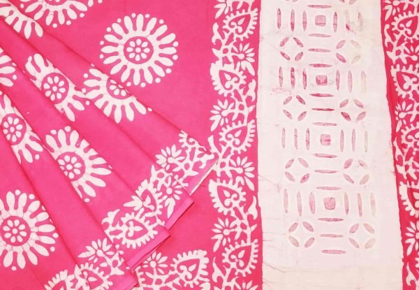 Mulmul Cotton Sarees in Pink