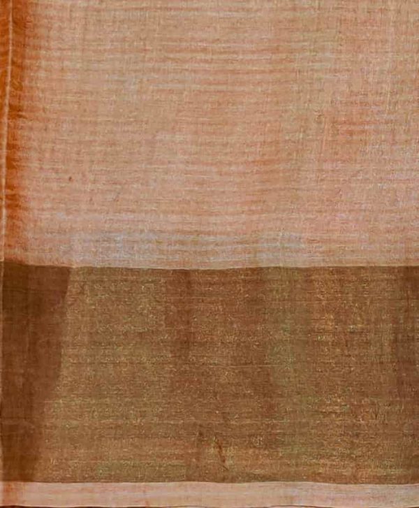 Pastel Peach Tussar Silk SareeĀ Floral Birds