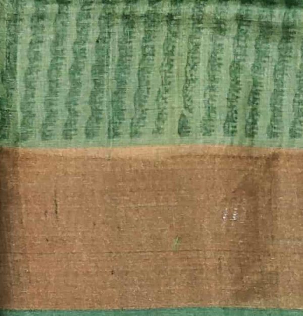 Pure Tussar Silk Saree with Floral Prints & Golden Tissue Border