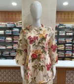 White Cotton Co-ord Sets with Floral Prints & Puff Sleeves