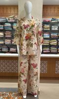 White Cotton Co-ord Sets with Floral Prints & Puff Sleeves