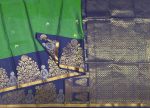 Pure Handloom Soft Silk Saree in Dark Green with Lotus Zari Buttas