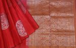 Handloom Pure Soft Red Silk Saree with Contrast Pallu