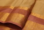 Handloom Pure Light Beige Cream Soft Silk Saree with Rettapet Border