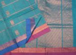 Handloom Pure Kovai Cotton Saree in Teal Blue with Copper Zari