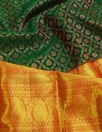 The Singaram Kanchipuram Saree In Bottle green