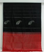 Handloom Pure Soft Silk Saree in Black with Dark Red Pallu