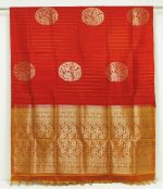 Handloom Pure Soft Red Silk Saree with Contrast Pallu