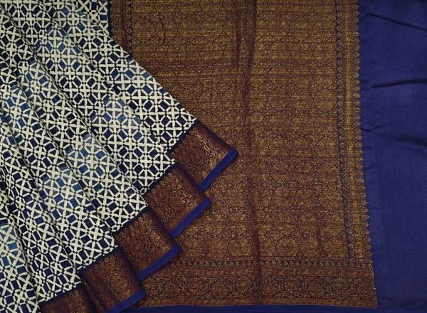 Pure Chanderi Cotton Saree with Geometric Patterns