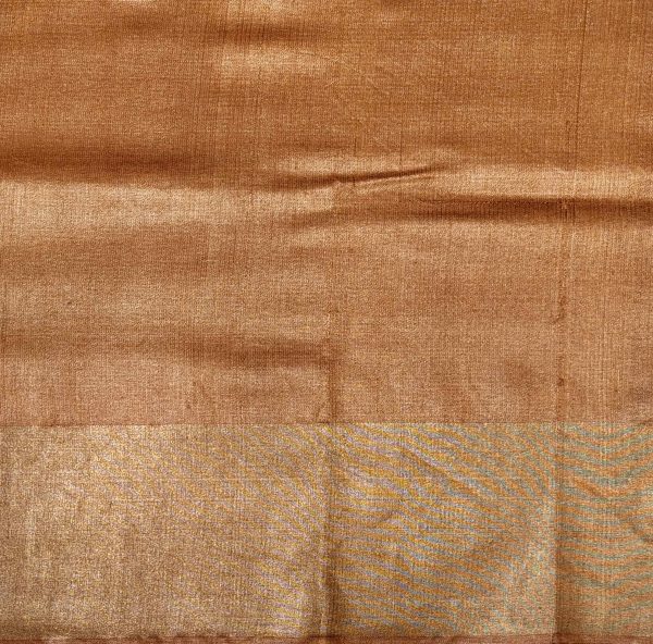 Pure Tussar Silk Saree in Rust Brown with Floral Creepers