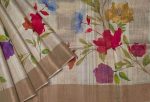 Pure Tussar Silk Saree with Handpainted Floral Prints