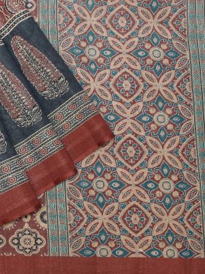 Semi Tussar Saree with Allover Ajrakh Prints