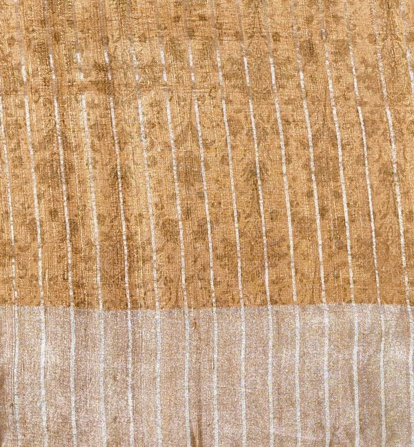 Mustard Pure Tussar Silk Saree with Silver Zari Border