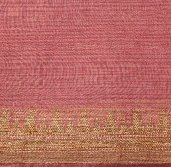 Salmon Pink Chanderi Cotton Saree with Bird Prints