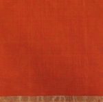 Red Pure Silk Cotton Saree with Gold Silver Buttas & Orange Pallu