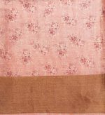 Pure Tussar Silk Saree in Coral Pink with Rose Digital Prints