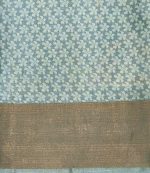 Pure Tussar Saree in Pastel Blue with Rose Digital Prints