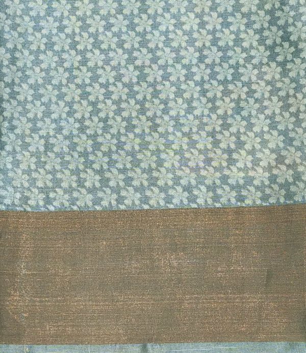Pure Tussar Saree in Pastel Blue with Rose Digital Prints