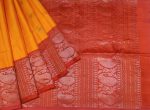 Mango Yellow Handloom Pure Silk Saree with Golden Zari Motifs