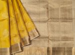 Handloom Yellow Soft Silk Saree with Golden Zari Buttas