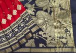 Pure Red Chanderi Cotton Saree with Bird Motifs