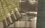 Pure Chanderi Cotton Saree in Moss Green with Silver Zari Border