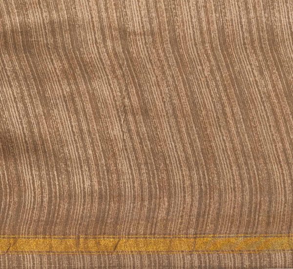 Pure Chanderi Cotton Saree in Light Orange with Zari Border