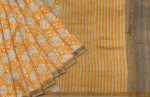 Pure Chanderi Cotton Saree in Light Orange with Zari Border