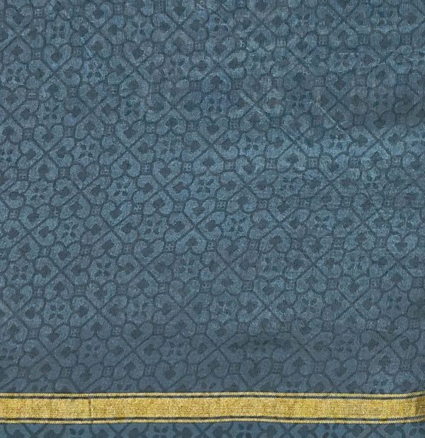 Pure Chanderi Cotton Saree in Sea Green with Ikat Design