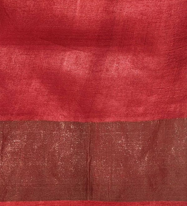 Red Tussar Silk Saree Zari Design