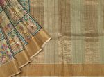 Pure Tussar Silk Saree with Kalamkari Prints & Zari Border