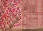 Handloom Pure Tussar Silk Saree in Peach Pink with Zari Border