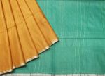 Bhagalpur Cotton Saree in Mustard with Teal Green Shades