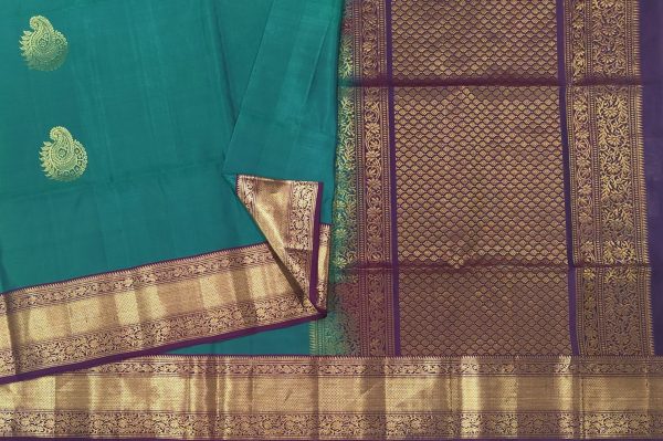 Dual Green Pure Soft Silk Saree with Wine Zari Border