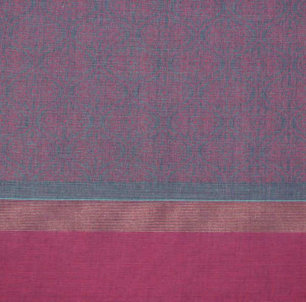 Handloom Pure Kovai Cotton Saree in Teal Peacock Blue with Pink Accents