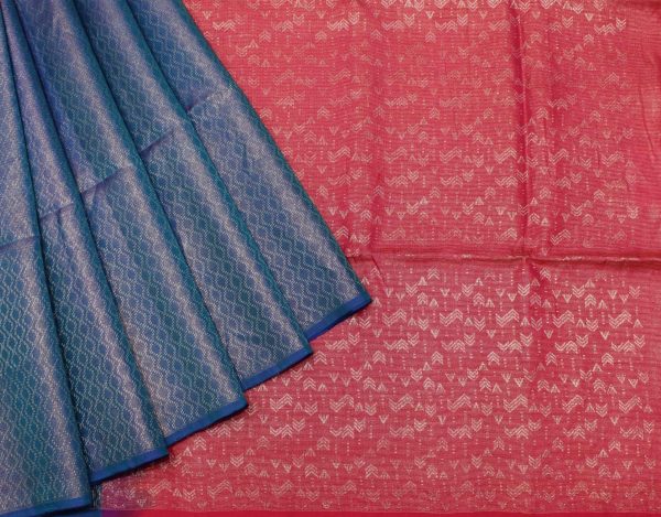 Handloom Pure Silk Saree in Deep Blue with Brocade Zari Weaving