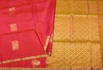 Handloom Pure Soft Silk Saree in Rani Pink with Zari Elephant and Peacock Motifs