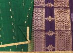 Handloom Pure Silk Cotton Saree in Dark Green with Golden Tissue Border