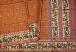 Semi Tussar Saree in Rust Orange Kalamkari Patterns