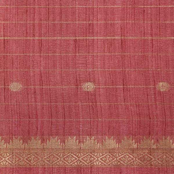 Semi Tussar Saree in Rust Orange Kalamkari Patterns
