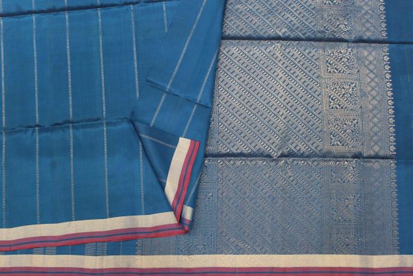 Peacock Blue Handloom Soft Silk Saree