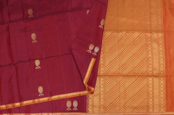 Maroon Handloom Soft Silk Saree